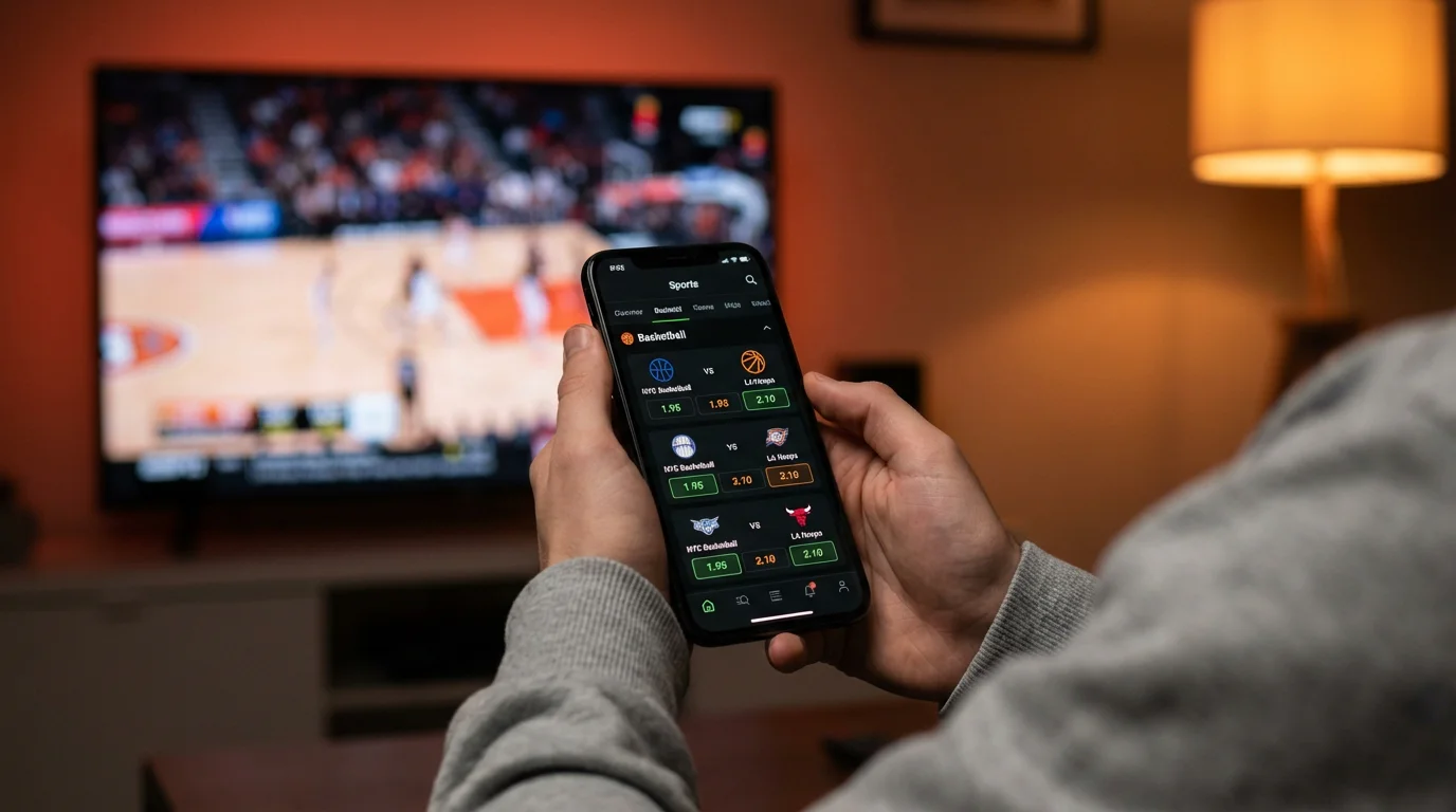 UK sports punter checking NBA betting odds on a mobile phone